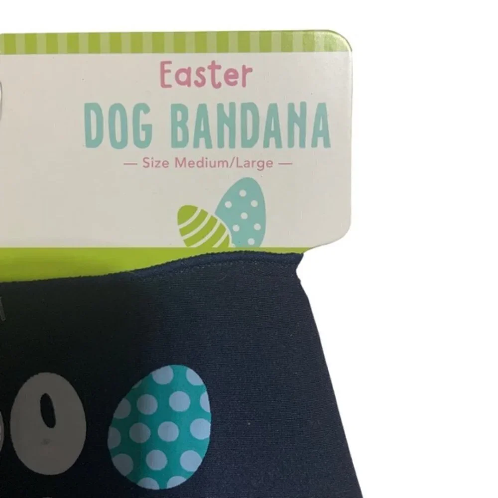 Easter Dog Bandanna Adjustable Tie On Dog Accessory Blue Multicolor Med/Large